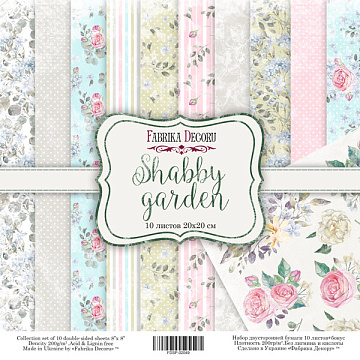 Doppelseitiges Scrapbooking-Papierset Shabby Garden 20 cm x 20 cm, 10 Blätter