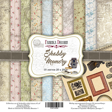 Doppelseitiges Scrapbooking-Papierset Shabby Memory 20 cm x 20 cm, 10 Blätter