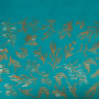 Piece of PU leather with gold stamping, pattern Golden Branches Turquoise, 50cm x 25cm - 1