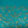 Отрез кожзама с тиснением золотой фольгой, дизайн Golden Branches Turquoise, 50см х 25см