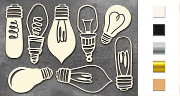 Chipboard embellishments set,  "Bulbs" #015