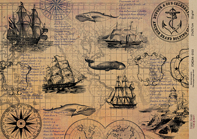 декупажная карта на крафт бумаге 21x29,7см, "travels", #00103 фабрика декору