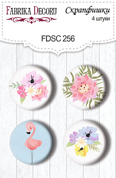 Set of 4pcs flair buttons for scrabooking "Summer holiday" #256