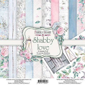 Doppelseitiges Scrapbooking-Papierset Shabby Love 20 cm x 20 cm, 10 Blätter