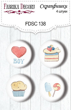 Set of 4pcs flair buttons for scrabooking "Sweet baby boy 2" #138