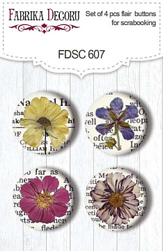 Set mit 4 Flair-Buttons zum Scrapbooking Summer botanical story #607