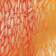 Sheet of single-sided paper embossed by golden foil Golden Fern, color Yellow-orange aquarelle