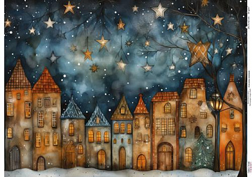 Papier do decoupage Przytulne domki-12, #0929, 29,7x42cm