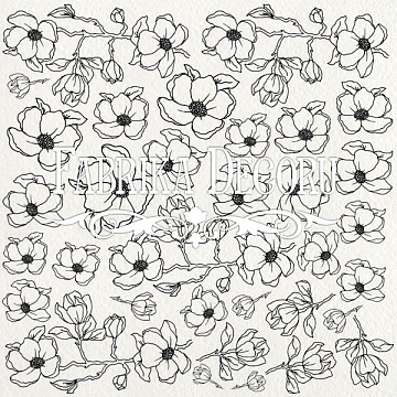 Blatt Papier 12"x12" zum Ausmalen mit Tinten oder Lasuren, Magnolienhimmel