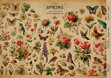 Kraft decoupage paper, 29,7x21cm, “Botanica Kraft”, #0044
