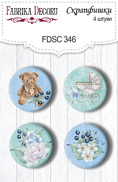 Set of 4pcs flair buttons for scrabooking "Shabby baby boy redesign 1" #346