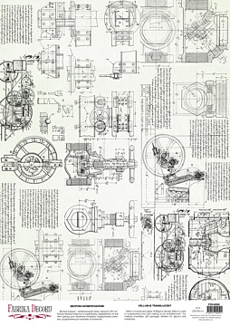 Deco Pergament farbiges Blatt Vintage Technical drawings, A3 (11,7" х 16,5")