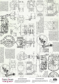 Deco vellum colored sheet Vintage Technical drawings, A3 (11,7" х 16,5")