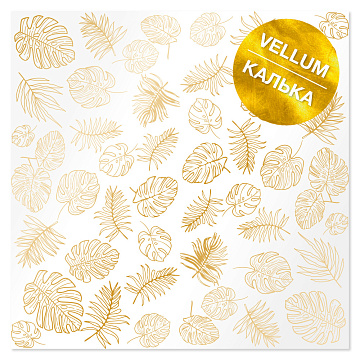 Pergamentblatt mit Goldfolie, Muster Golden Tropical Leaves 29.7cm x 30.5cm