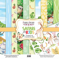 Double-sided scrapbooking paper set Safari for kids 8"x8" 10 sheets