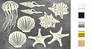 Chipboard embellishments set, "Seashells and Starfishi" 