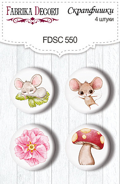 Zestaw 4 ozdobnych buttonów Happy mouse day #550