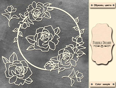 мегачипборд круглая рамка с розами 30x30 см #006 