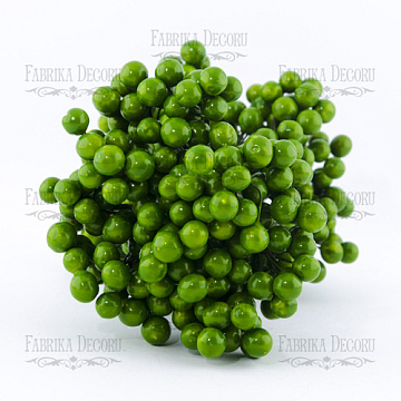 Set of lacquer guelder rose berries, Green, 20pcs