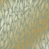 лист односторонней бумаги с фольгированием, дизайн golden fern, olive, 30,5см х 30,5см