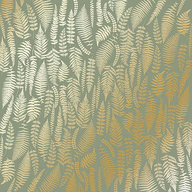 лист односторонней бумаги с фольгированием, дизайн golden fern, olive, 30,5см х 30,5см