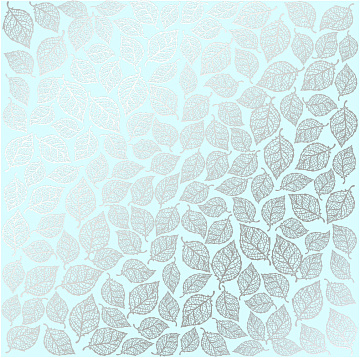 Sheet of single-sided paper embossed with silver foil, pattern Silver Leaves mini, color Mint 12"x12" 