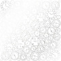 Einseitig bedrucktes Blatt Papier mit Silberfolie, Muster Silver Clocks White 12"x12"