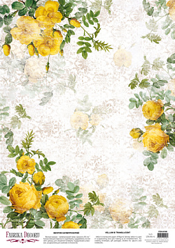 Deco vellum colored sheet Yellow roses, A3 (11,7" х 16,5")