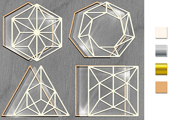 Mega shaker dimension set, 20cm x 20cm, Polygonal frames 4 pcs