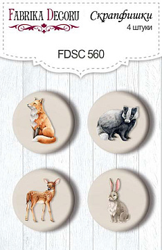 Set of 4pcs flair buttons for scrabooking Forest life #560