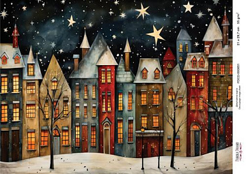 Decoupage card «Christmas houses» #000851, 21cm x 29,7cm
