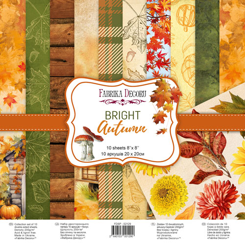 Doppelseitiges Scrapbooking-Papierset Bright Autumn, 20 cm x 20 cm, 10 Blätter - Fabrika Decoru