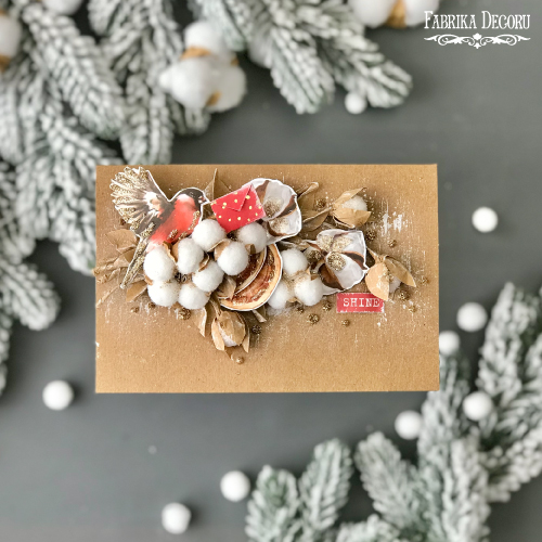 DIY kit for creating 5 greeting cards "Sweet Christmas" 10cm x 15cm with tutorials from Svetlana Kovtun, kraft - foto 7