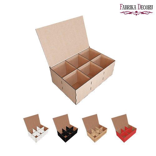 Pudełko prezentowe 6-sekcyjne z pokrywą na zawiasach, Zestaw DIY #287 - Fabrika Decoru