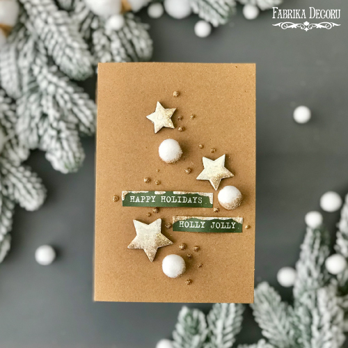 DIY kit for creating 5 greeting cards "Sweet Christmas" 10cm x 15cm with tutorials from Svetlana Kovtun, kraft - foto 6