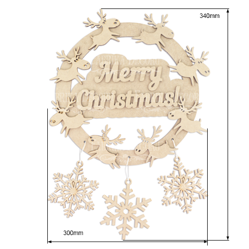 Weihnachtskranz aus MDF "Merry Christmas", 340x300mm, Rohling für Dekoration #215 - foto 0  - Fabrika Decoru