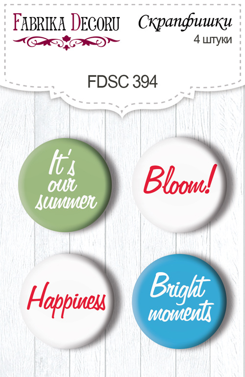 Set of 4pcs flair buttons for scrabooking Summer mood EN #394