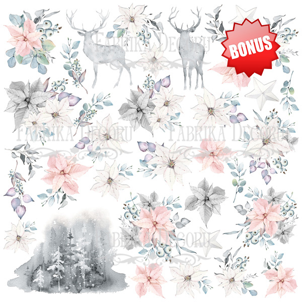 Double-sided scrapbooking paper set  "Winter melody" 8”x8”  - foto 10