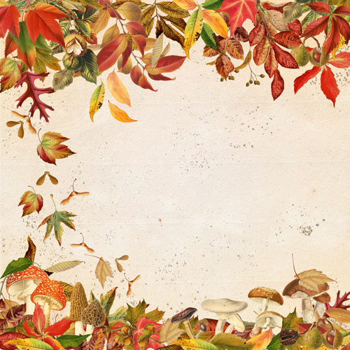 Blatt doppelseitiges Papier für Scrapbooking Autumn botanical diar #58-02 12"x12" - Fabrika Decoru