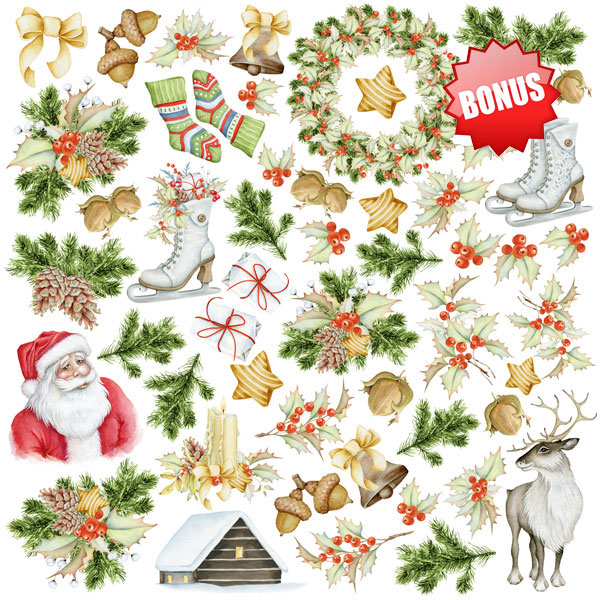 Double-sided scrapbooking paper set Awaiting Christmas 12"x12", 10 sheets - foto 10