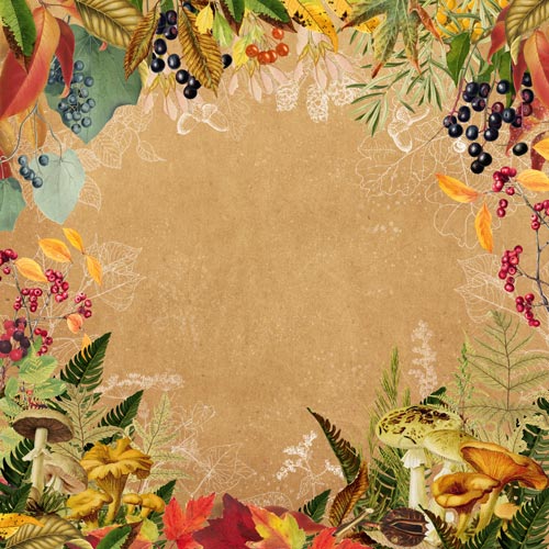 Sheet of double-sided paper for scrapbooking Autumn botanical diary #58-01 12"x12"