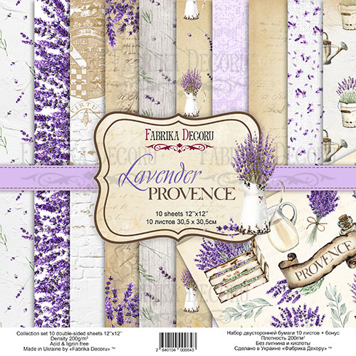 Doppelseitig Scrapbooking Papiere Satz Lavendel Provence, 30.5 cm x 30.5cm, 10 Blätter - Fabrika Decoru