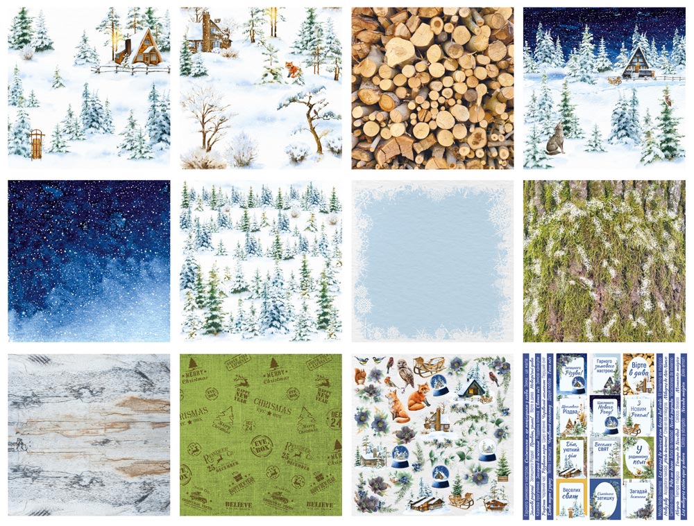 Double-sided scrapbooking paper set Country winter 12"x12", 10 sheets - foto 0