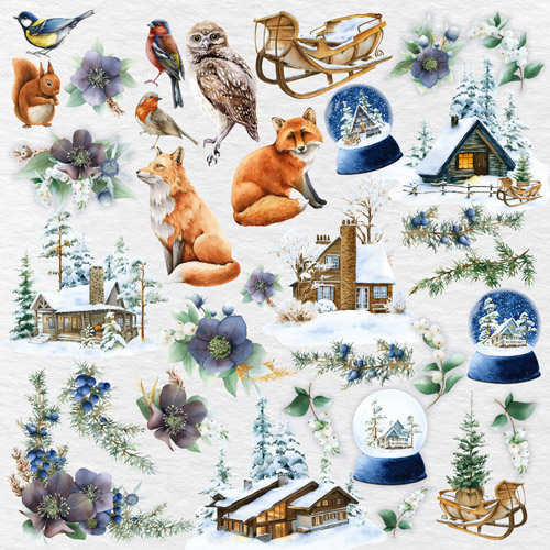 Double-sided scrapbooking paper set Country winter 8"x8", 10 sheets - foto 11