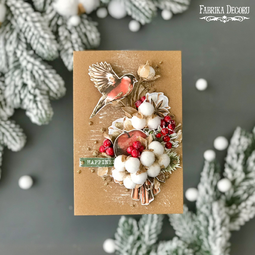 Bastelset für 5 Grußkarten "Cozy Christmas" 10cm x 15cm mit Anleitungen von Svetlana Kovtun, kraft - foto 5  - Fabrika Decoru