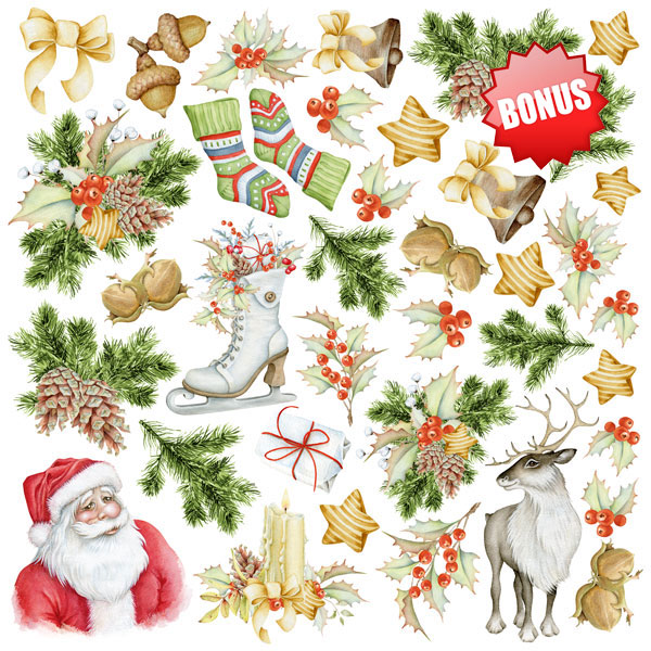 Double-sided scrapbooking paper set  Awaiting Christmas", 8”x8”  - foto 10