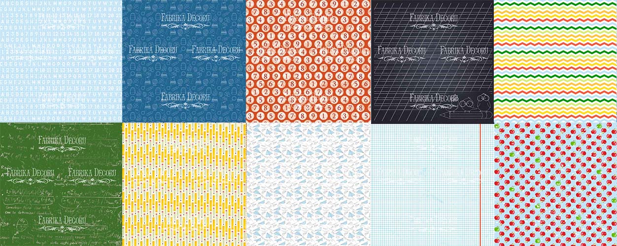 Double-sided scrapbooking paper set  Cool school 8"x8", 10 sheets - foto 0