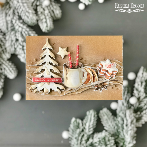 Bastelset für 5 Grußkarten "Cozy Christmas" 10cm x 15cm mit Anleitungen von Svetlana Kovtun, kraft - foto 6  - Fabrika Decoru