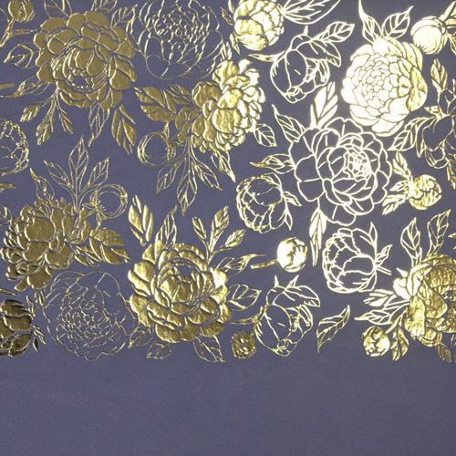 Skóra PU do oprawiania ze złotym wzorem Golden Peony Passion, kolor Lavender, 50cm x 25cm  - foto 1  - Fabrika Decoru