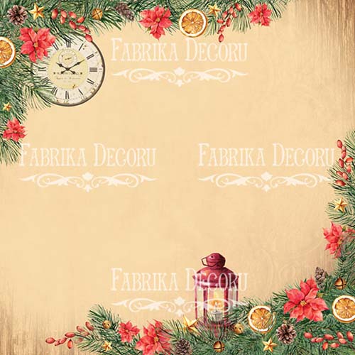 Blatt doppelseitiges Papier für Scrapbooking Our warm Christmas #59-01 12"x12" - Fabrika Decoru